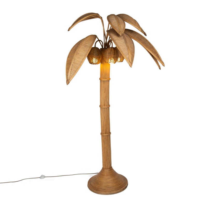 Wicker Palm Tree Floor Lamp Chic Cham, Vintage Rattan Palm Tree Floor Lamp